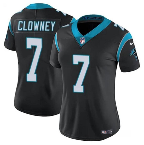 Women's Carolina Panthers #7 Jadeveon Clowney Black Stitched Jersey(Run Small)