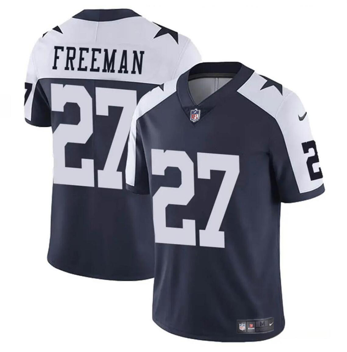 Men's Dallas Cowboys #27 Royce Freeman Navy White Thnaksgiving Vapor Untouchable Limited Stitched Football Jersey