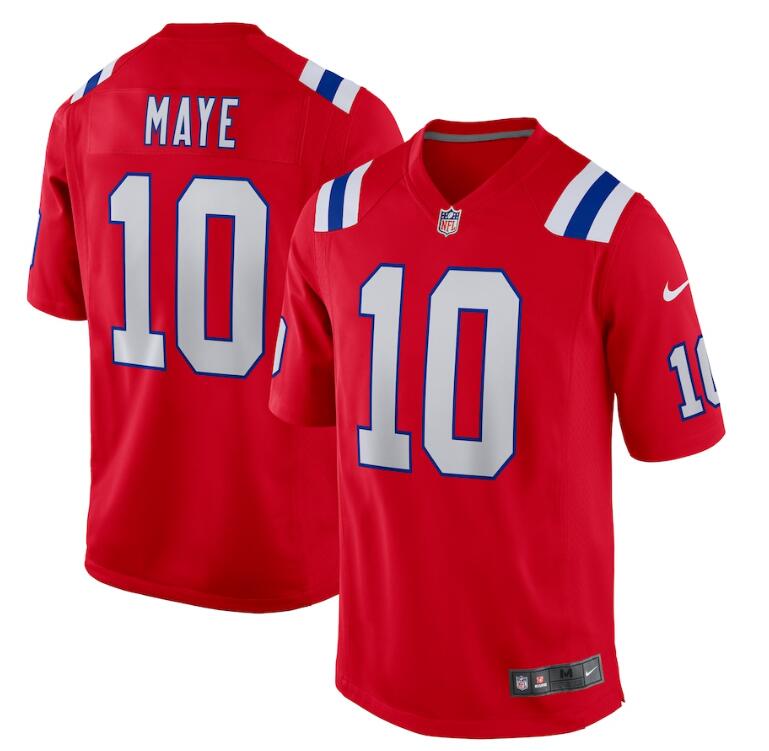 Mens New England Patriots #10 Drake Maye Nike Red Alternate Vapor Limited Jersey