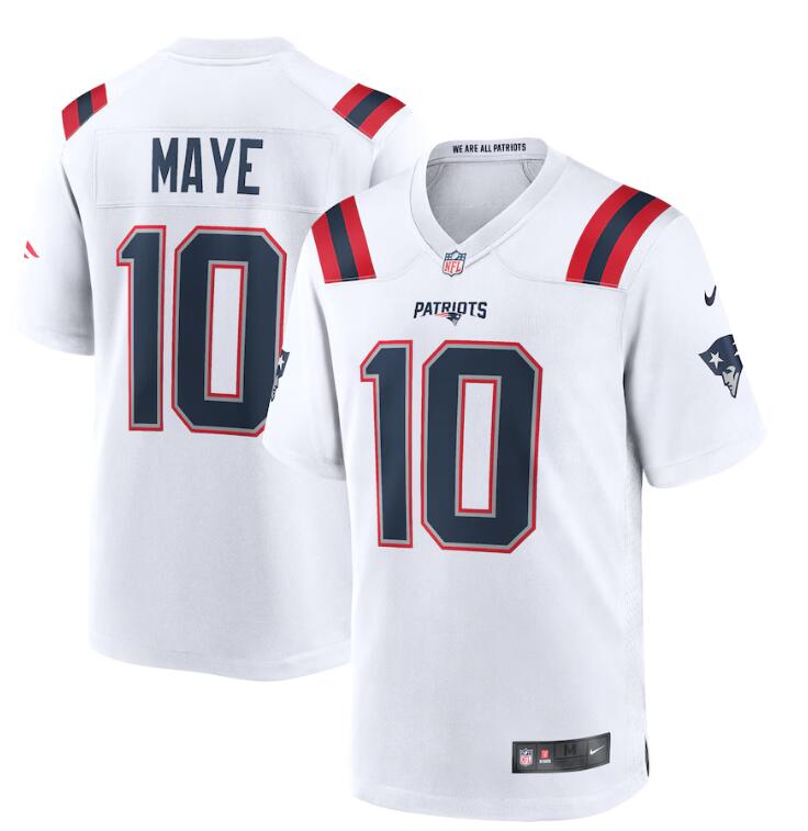 Mens New England Patriots #10 Drake Maye Nike White Vapor Untouchable Limited Jersey