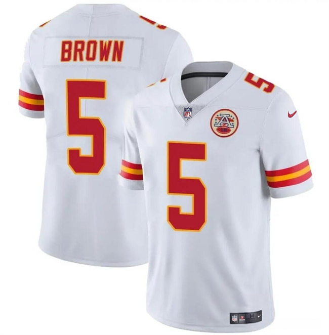 Men's Kansas City Chiefs #5 Hollywood Brown White Vapor Untouchable Limited Football Stitched Jersey