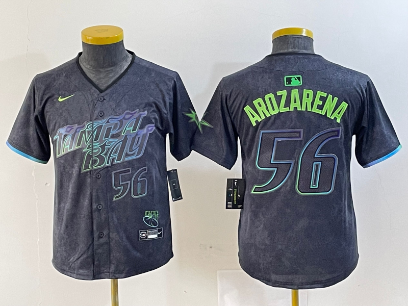 Men's Tampa Bay Rays #56 Randy Arozarena Number Charcoal 2024 City Connect Limited Stitched Jersey