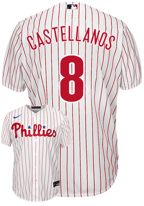 Youth Philadelphia Phillies #8 Nick Castellanos Replica White Cool Base Embroidered Baseball Jersey