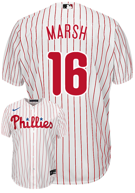 Youth Philadelphia Phillies #16 Brandon Marsh White Cool Base Embroidered Baseball Jersey