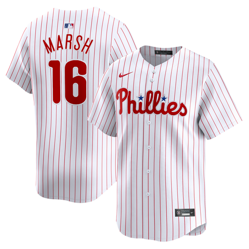 Men's Philadelphia Phillies #16 Brandon Marsh White Home Limited Stitched Jersey