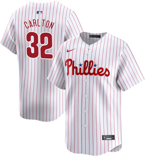 Men's Philadelphia Phillies #32 Steve Carlton White Home Limited Stitched Jersey