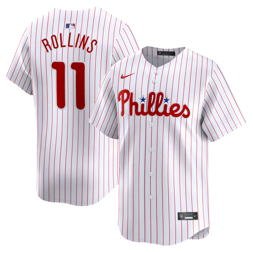 Men's Philadelphia Phillies #11 Jimmy Rollins White Home Limited Stitched Jersey