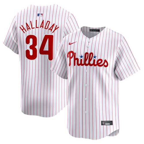 Men's Philadelphia Phillies #34 Roy Halladay White Home Limited Stitched Jersey