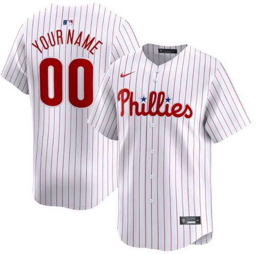 Men's Philadelphia Phillies Personalized White Home Limited Stitched Jersey