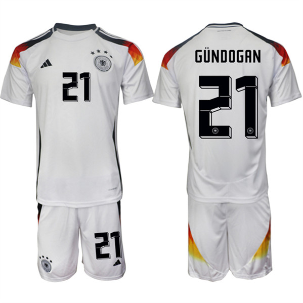 Men's Germany #21 ?lkay Gündo?an White 2024-25 Home Soccer Jersey Suit