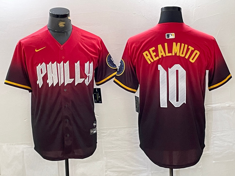 Men's Philadelphia Phillies #10 JT Realmuto Red 2024 City Cool Base Jersey