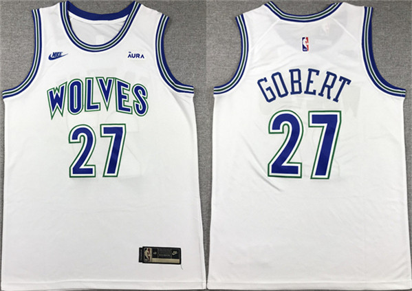 Men's Minnesota Timberwolves #27 Rudy Gobert White City Edition Stitched Jersey