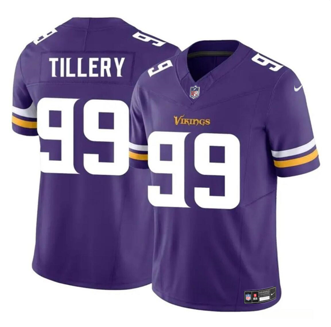 Men's Minnesota Vikings #99 Jerry Tillery Purple 2023 F.U.S.E. Vapor Untouchable Limited Football Stitched Jersey