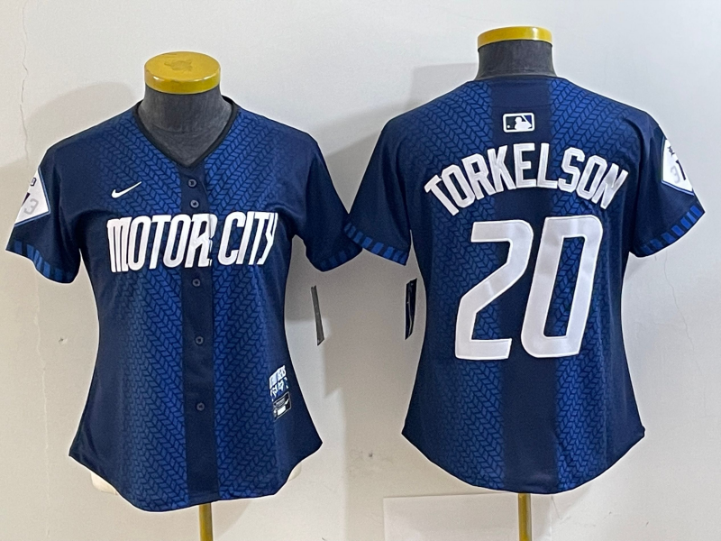 Women's Detroit Tigers #20 Spencer Torkelson 2024 Navy City Connect Cool Base Limited Stitched Jersey