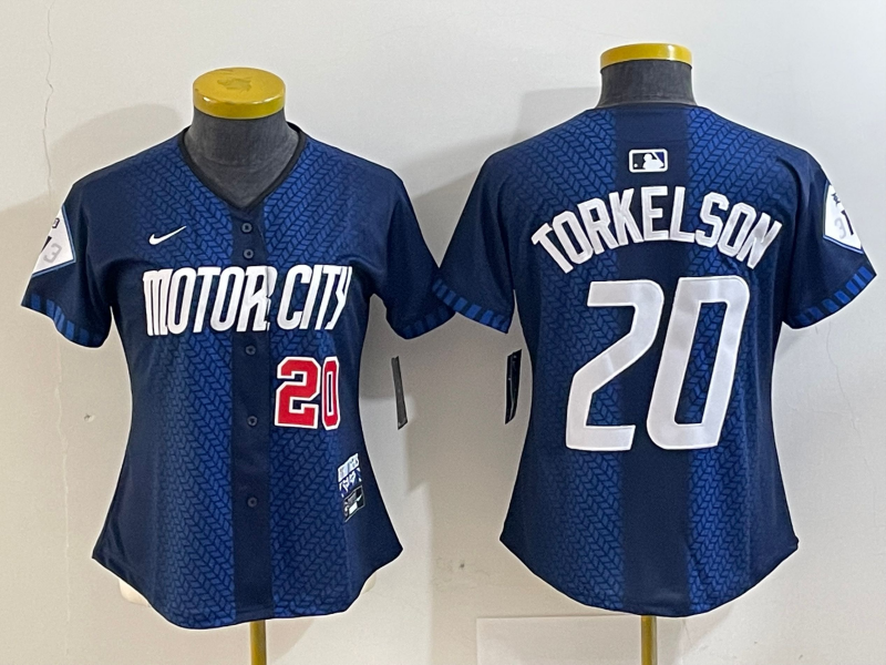 Women's Detroit Tigers #20 Spencer Torkelson 2024 Navy City Connect Cool Base Limited Stitched Jerseys