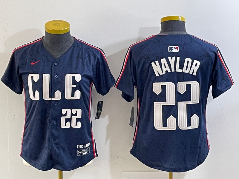 Women's Cleveland Guardians #22 Josh Naylor Number Navy 2024 City Connect Limited Stitched Jersey