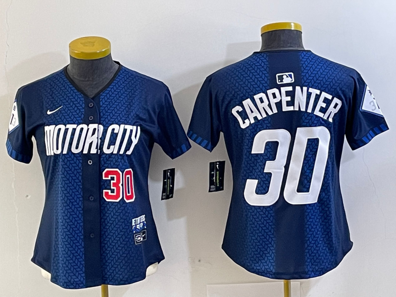 Women's Detroit Tigers #30 Kerry Carpenter Number 2024 Navy City Connect Cool Base Limited Stitched Jersey