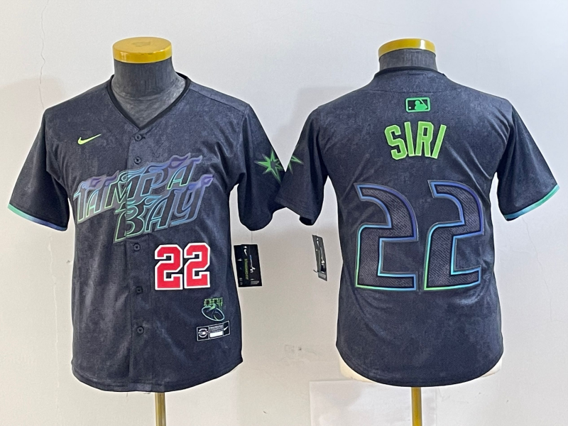 Youth Tampa Bay Rays #22 Jose Siri Number Charcoal 2024 City Connect Limited Stitched Jerseys