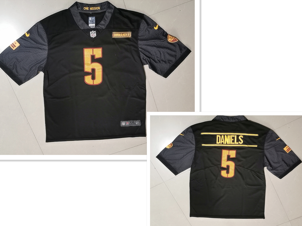 Men's Washington Commanders #5 Jayden Daniels Nike Black Alternate Vapor Untouchable Limited Jersey