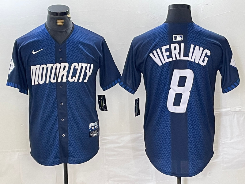 Men's Detroit Tigers #8 Matt Vierling Navy 2024 City Connect Cool Base Limited Stitched Jersey