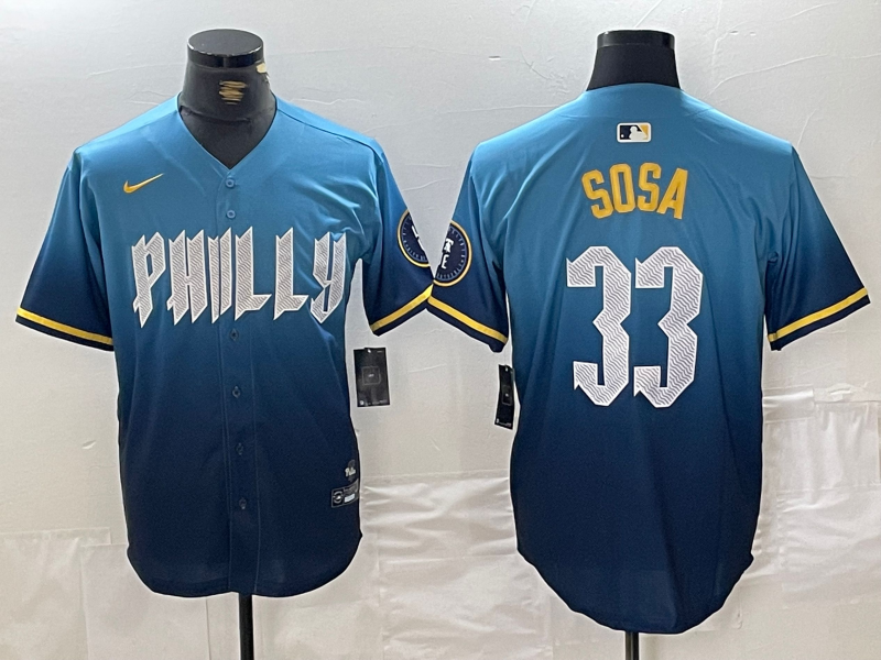 Men's Philadelphia Phillies #33 Edmundo Sosa Blue 2024 City Connect Limited Stitched Jersey