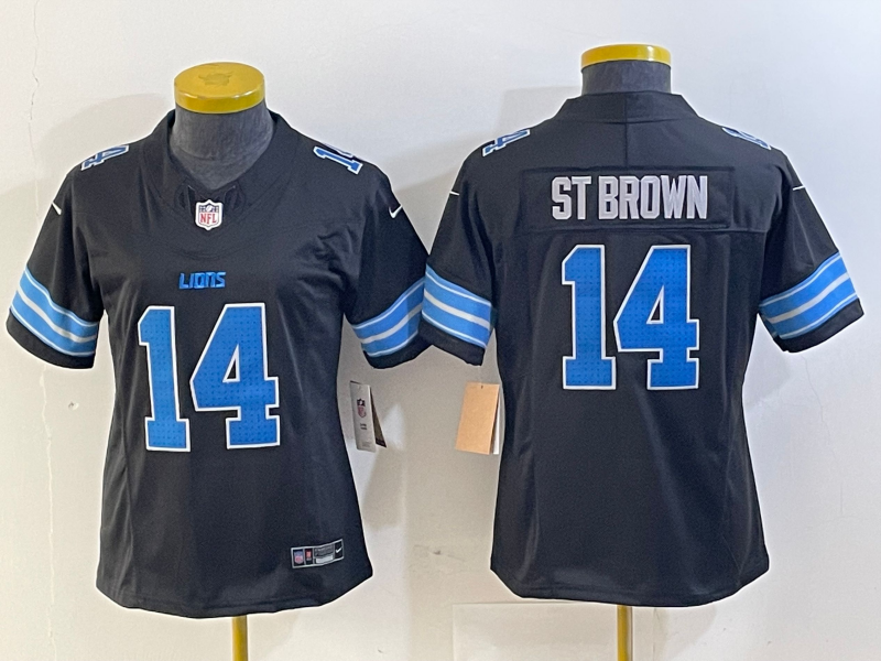 Women's Detroit Lions #14 Amon Ra St Brown Limited Black 2024 FUSE Vapor Jersey