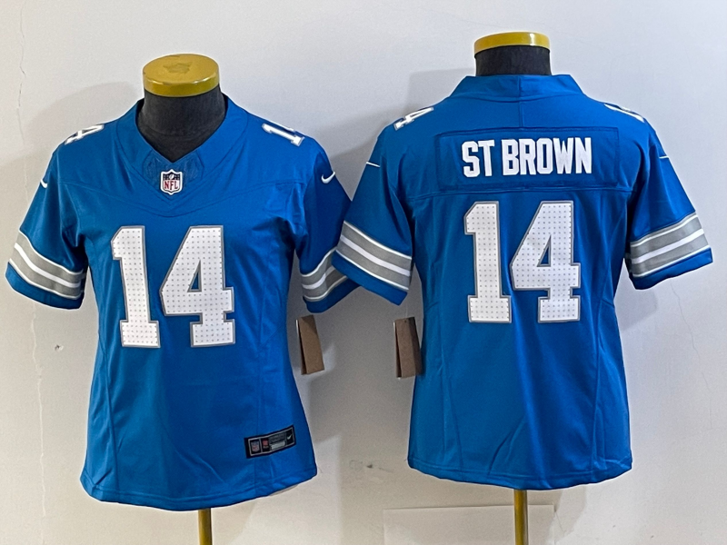 Women's Detroit Lions #14 Amon Ra St Brown Limited Blue 2024 FUSE Vapor Jersey