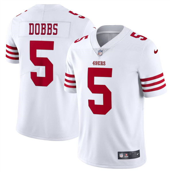 Men's San Francisco 49ers #5 Josh Dobbs White Vapor Untouchable Limited Football Stitched Jersey