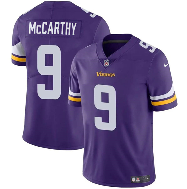 Men's Minnesota Vikings #9 J.J. McCarthy Purple 2024 Draft Vapor Untouchable Limited Football Stitched Jersey