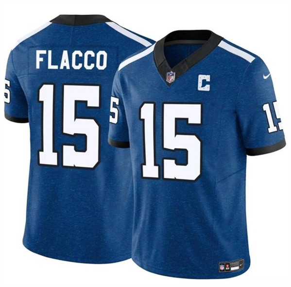 Men's Indianapolis Colts #15 Joe Flacco Blue 2024 F.U.S.E. Throwback Vapor Limited Football Stitched Jersey