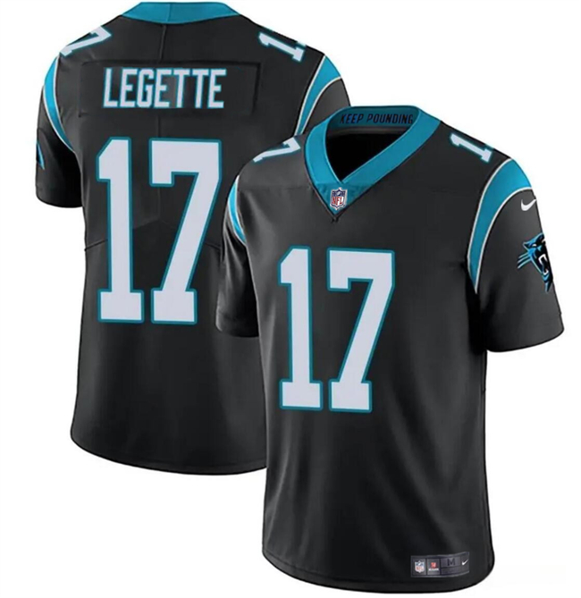 Men's Carolina Panthers #17 Xavier Legette Black 2024 Draft Vapor Limited Football Stitched Jersey