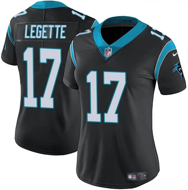 Women's Carolina Panthers #17 Xavier Legette Black 2024 Draft Vapor Football Stitched Jersey