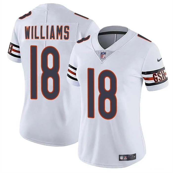 Women's Chicago Bears #18 Caleb Williams White 2024 Draft Vapor Football Stitched Jersey