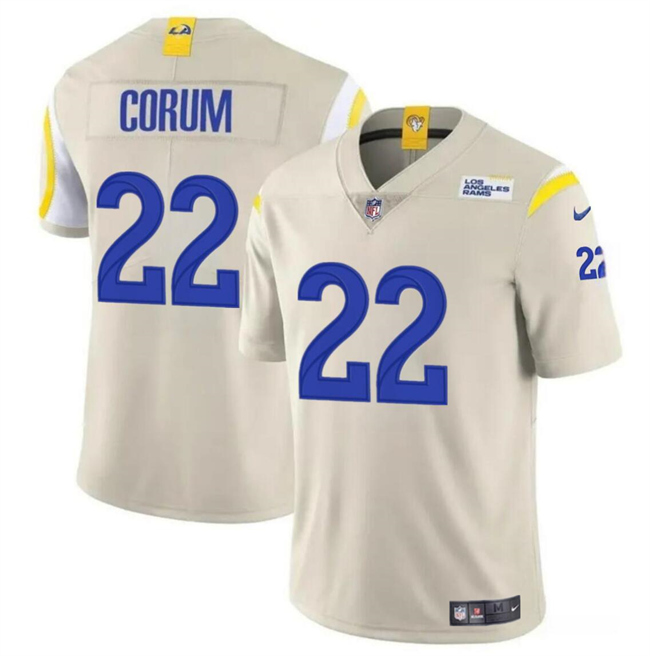 Men's Los Angeles Rams #22 Blake Corum Bone Vapor Untouchable Football Stitched Jersey