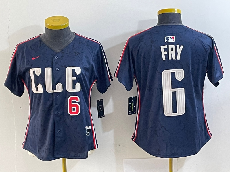 Women's Cleveland Guardians #6 David Fry Navy 2024 City Connect Limited Stitched Jerseys