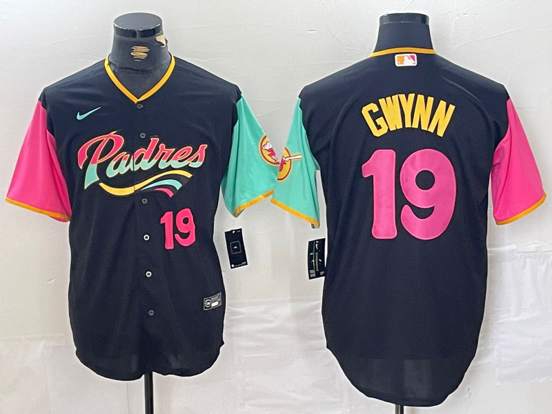 Men's San Diego Padres #19 Tony Gwynn Black City Connect Cool Base Stitched Baseball Jerseys