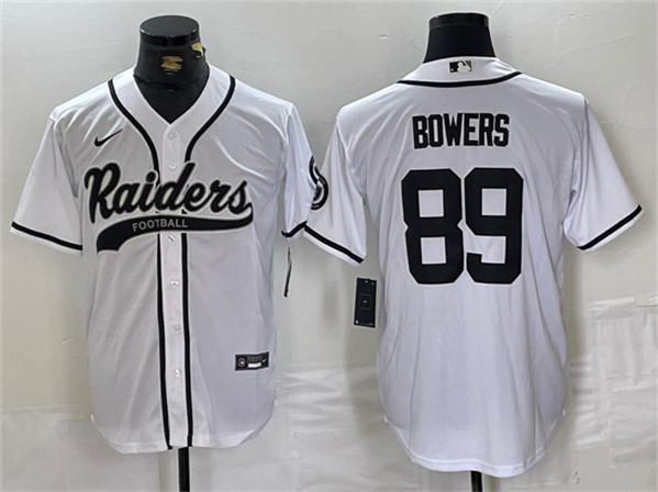 Men's Las Vegas Raiders #89 Brock Bowers White Cool Base Baseball Stitched Jersey