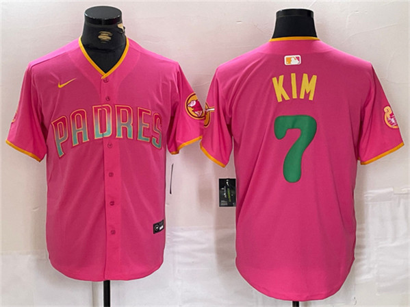 Men's San Diego Padres #7 Ha-Seong Kim Pink Cool Base Stitched Baseball Jersey