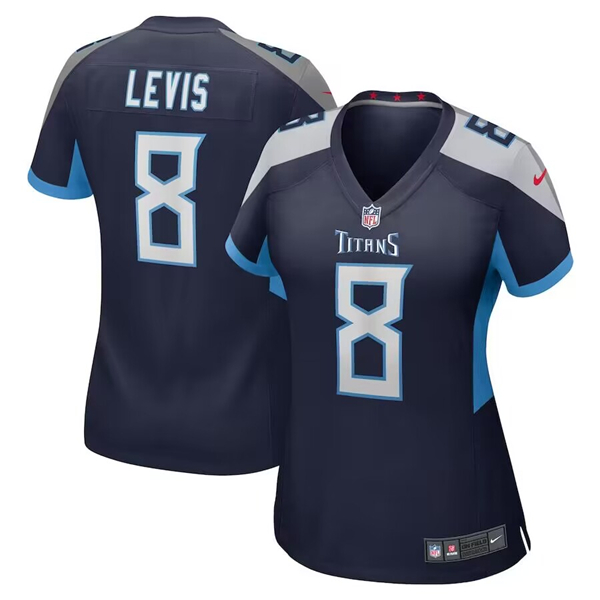 Women's Tennessee Titans #8 Will Levis Navy Football Stitched Game Jersey