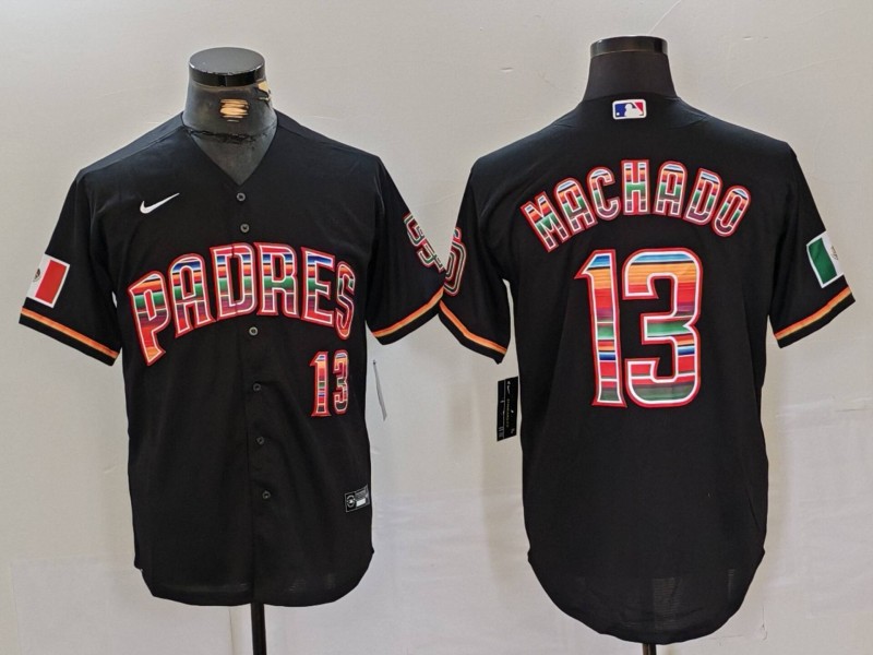 Men's San Diego Padres #13 Manny Machado Black Mexico Cool Base Stitched Jersey