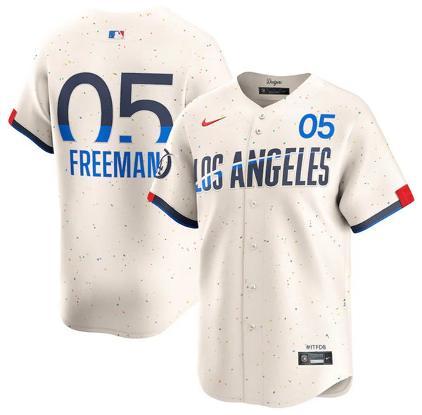 Men's Brooklyn Dodgers #5 Freddie Freeman Cream 2024 City Connect Limited Stitched Baseball Jersey