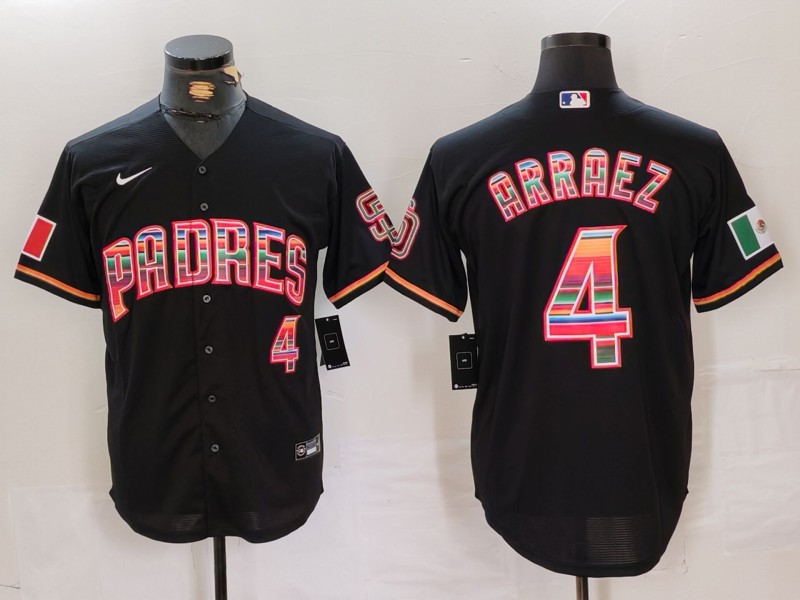 Men's San Diego Padres #4 Luis Arraez Black Mexico Cool Base Stitched Baseball Jersey