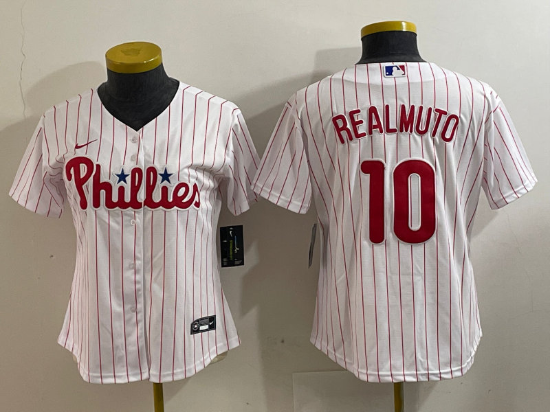 Youth Philadelphia Phillies #10 JT Realmuto White Stitched Cool Base Nike Jersey