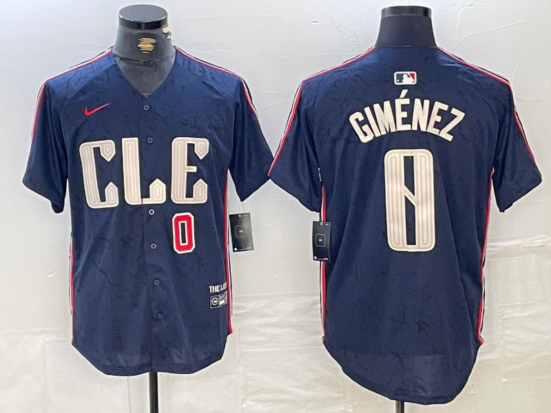 Men's Cleveland Guardians #0 Andres Gimenez Navy 2024 City Connect Limited Stitched Jerseys