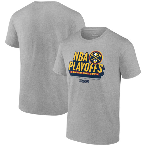 Men's Denver Nuggets Heather Gray 2024 Playoffs Defensive Stance T-Shirt