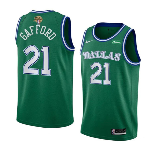 Men's Dallas Mavericks #21 Daniel Gafford Green 2024 Finals Classic Edition Stitched Basketball Jersey