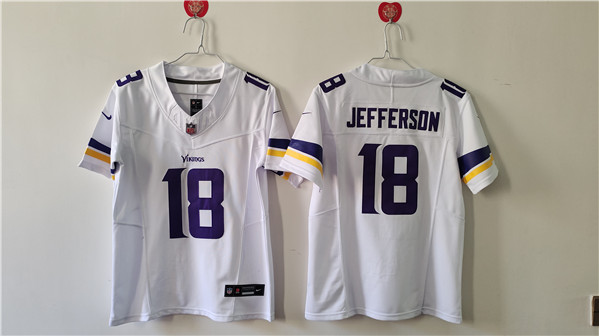 Women's Minnesota Vikings #18 Justin Jefferson White F.U.S.E. Vapor Untouchable Limited Football Stitched Jersey(Run Small)