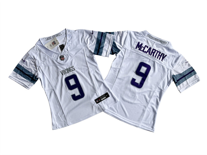 Women's Minnesota Vikings #9 J.J. McCarthy White 2024 F.U.S.E. Winter Warrior Limited Jersey(Run Small)