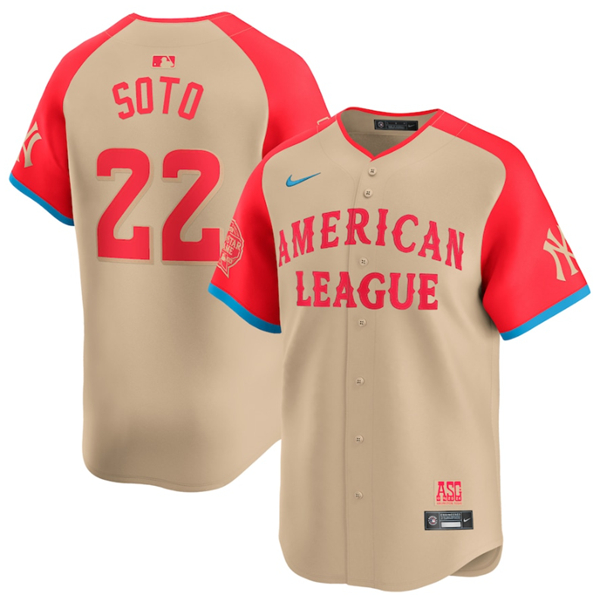 Men's American League #22 Juan Soto Cream 2024 All-Star Limited Stitched Baseball Jersey