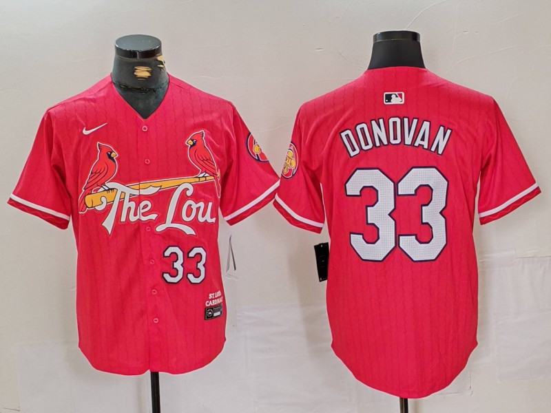 Men's St Louis Cardinals #33 Brendan Donovan Red 2024 City Connect Limited Stitched Baseball Jersey